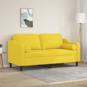 Sofa 2-osobowa z poduszkami, jasnoÅ¼Ã³Åta, 140 cm, tkanina