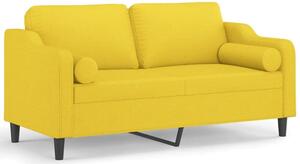 Sofa 2-osobowa z poduszkami, jasnoÅ¼Ã³Åta, 140 cm, tkanina
