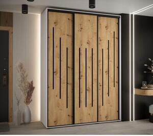 Szafa przesuwna wysoka Davos 8 170, gł. 60 cm biały + artisan + czarny
