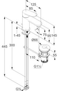 Bateria umywalkowa KLUDI X1 322663975 Czarny mat