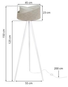 Lampa podłogowa trójnóg biały Light Home LH Len Skos 1xE27 45cm abażur L05-L02
