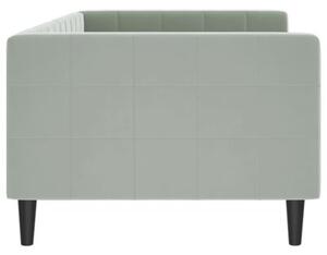 Sofa z funkcją spania, jasnoszara, 90x200 cm, obita aksamitem