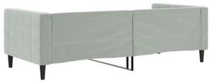 Sofa z funkcją spania, jasnoszara, 90x200 cm, obita aksamitem