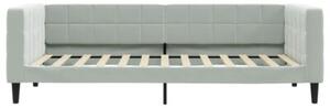 Sofa z funkcją spania, jasnoszara, 90x200 cm, obita aksamitem