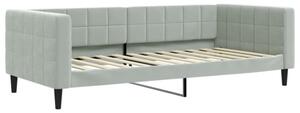 Sofa z funkcją spania, jasnoszara, 90x200 cm, obita aksamitem