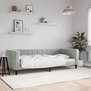 Sofa z funkcją spania, jasnoszara, 90x200 cm, obita aksamitem