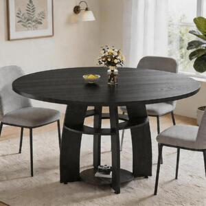Stół jadalniany okrągły 120 cm dla 4-6 osób, drewniany regał, skandynawski design, łatwy w czyszczeniu, oszczędza miejsce w kuchni i biurze