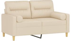 Sofa 2-osobowa z poduszkami, kremowa, 120 cm, tkanina