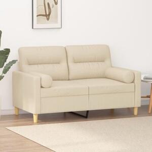 Sofa 2-osobowa z poduszkami, kremowa, 120 cm, tkanina