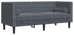 Wypoczynek 3-cz. chesterfield z waÅkami, ciemnoszary, aksamit