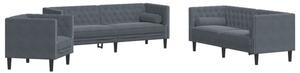 Wypoczynek 3-cz. chesterfield z waÅkami, ciemnoszary, aksamit