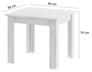 Zestaw Stół NP 80x80cm Dąb Sonoma + Biały + 4 krzesła WAT szare / nogi naturalne