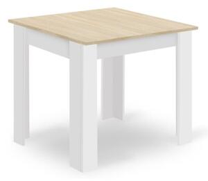 Zestaw Stół NP 80x80cm Dąb Sonoma + Biały + 4 krzesła WAT szare / nogi naturalne