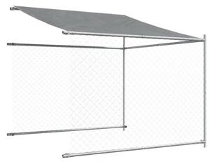 Klatka dla psa, z dachem i drzwiami, szara, 10x2x2 m, stal
