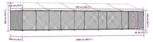 Klatka dla psa, z dachem i drzwiami, szara, 10x2x2 m, stal