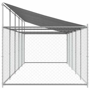 Klatka dla psa, z dachem i drzwiami, szara, 10x2x2 m, stal