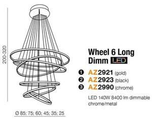 Lampa wisząca Azzardo Wheel 6 Long DIMM AZ2990 – stylowa, 6-punktowa, ściemnialna do salonu i jadalni