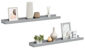 Półki ścienne na zdjęcia, 2 szt., szare, 60x9x3 cm, mdf