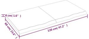 Półka, ciemnobrązowa, 120x60x(2-4) cm, wykończone drewno dębowe