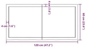 Półka, ciemnobrązowa, 120x60x(2-4) cm, wykończone drewno dębowe