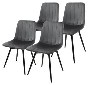 Zestaw 4 krzeseł do jadalni ML-Design, obrotowe, tapicerowane aksamitem, krzesła kuchenne ze stalowymi nogami, nowoczesne krzesła tapicerowane, obrotowe o 360 stopni, kolor antracyt