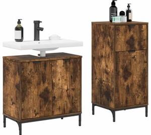 Nowoczesny zestaw mebli łazienkowych w kolorze dąb wędzony z dużą przestrzenią do przechowywania
