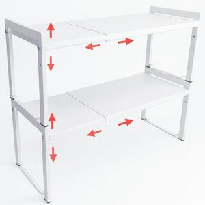 Wysuwana półka - 35-66 cm - Metal - Biała - Zestaw 2 sztuk