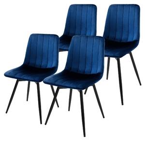 Zestaw 4 krzeseł do jadalni ML-Design, obrotowe, tapicerowane aksamitem, krzesła kuchenne ze stalowymi nogami, nowoczesne krzesła tapicerowane, obrotowe o 360 stopni, kolor granatowy
