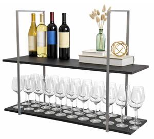 Półka kuchenna wisząca - stojak na butelki - półka na przyprawy - stojak na wino - 115 cm - czarna