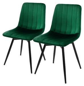 Zestaw 2 krzeseł do jadalni ML-Design, obrotowe, tapicerowane aksamitem, krzesła kuchenne ze stalowymi nogami, nowoczesne krzesło tapicerowane, obrotowe o 360 stopni, kolor: ciemnozielony