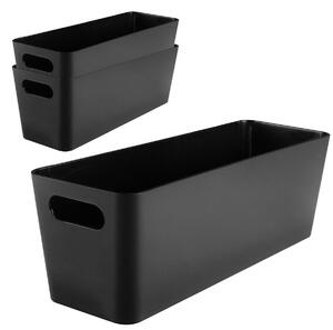 Pojemnik do przechowywania "Kubusrek" - czarny - 30 x 10 x 10 cm - tworzywo sztuczne PP - zestaw 3 sztuk