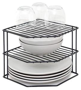 Stojak na talerze 3 poziomy - Czarny - 23 x 23 x 19,8 cm - Organizer do szafki kuchennej