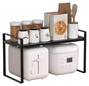 Półka do szafki kuchennej - Rozkładana - Szerokość: 35-65 cm - Stal - Czarna