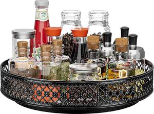 Półka na przyprawy "Lazy Susan" - średnica 33 cm - metal - czarna