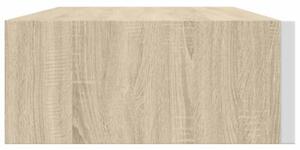 Półki ścienne z szufladą, 2 szt., dąb i biel, 40x23,5x10cm, mdf