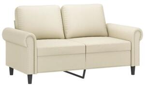 Sofa 2-osobowa z poduszkami, kremowa, sztuczna skÃ³ra