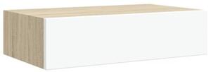 Półki ścienne z szufladą, 2 szt., dąb i biel, 40x23,5x10cm, mdf