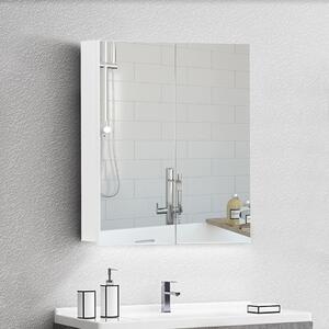 Lustro do łazienki z szafką i regulowanymi półkami - montaż na ścianie - 2 drzwi - 50 x 60 x 13 cm - drewno