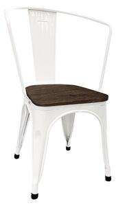 Krzesło metalowe do jadalni Panni, 2 szt-ciemne siedzisko drewniane