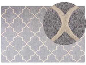 Wełniany dywan marokańska koniczyna 140 x 200 cm jasnoszary tkany ręcznie Silvan Beliani