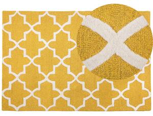Wełniany dywan marokańska koniczyna 160 x 230 cm żółty tkany ręcznie Silvan Beliani