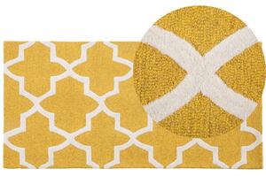 Wełniany dywan marokańska koniczyna 80 x 150 cm żółty tkany ręcznie Silvan Beliani