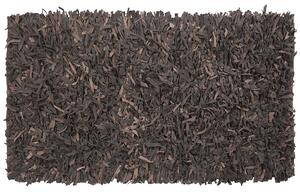 Ręcznie tkany dywan skórzany shaggy 80 x 150 cm brązowy Mut Beliani