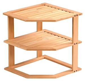 Półka kuchenna narożna - bambus - brązowa - 25 x 25 x 27 cm - certyfikat