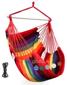 Fotel wiszący bawełniany - 150 kg - 110 x 150 cm - Czerwony - Do ogrodu i pokoju