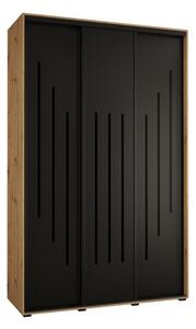Szafa przesuwna wysoka Davos 8 150, gł. 60 cm artisan + czarny + czarny