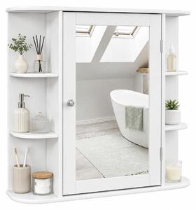 Lustro do łazienki - Materiał: drewno - Kolor: biały - Wymiary: 66 x 17 x 63 cm