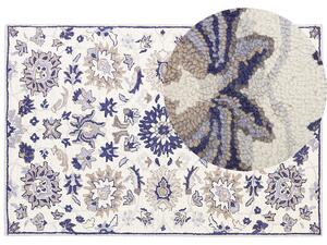 Tradycyjny dywan wełniany wzór orientalny 140 x 200 cm beżowo-niebieski Kumru Beliani
