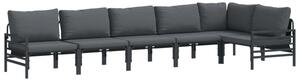 Zestaw sof ogrodowych z poduszkami - czarny, nowoczesny design, 6 miejsc