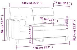 Sofa 2-osobowa z poduszkami, ciemnoszara, 140 cm, tkanina